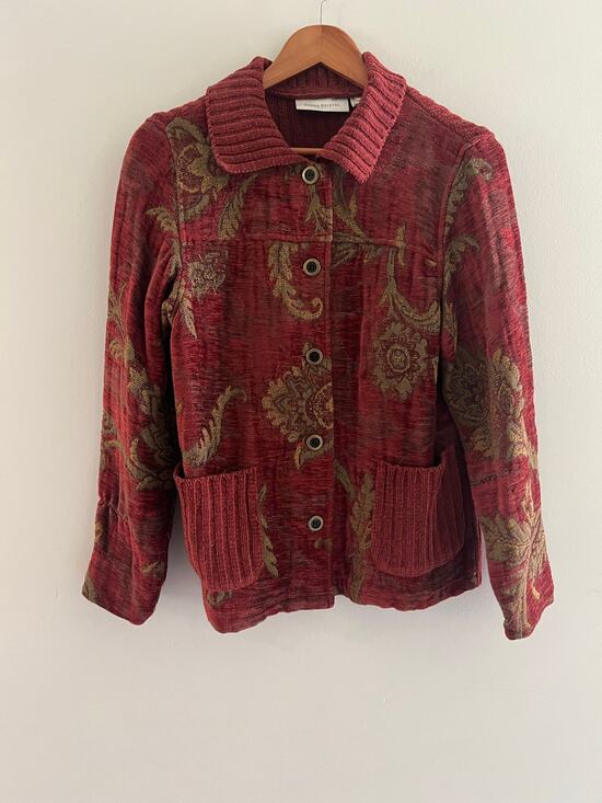Susan Bristol Jackets & Blazers - Susan Bristol Tapestry Button Down Collared Jacket Wearable Art Floral Small JL